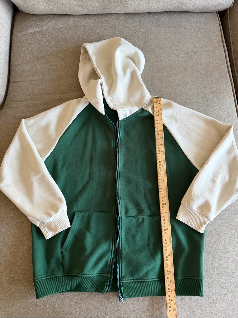 Unbranded Green & Cream Zip Hoodie